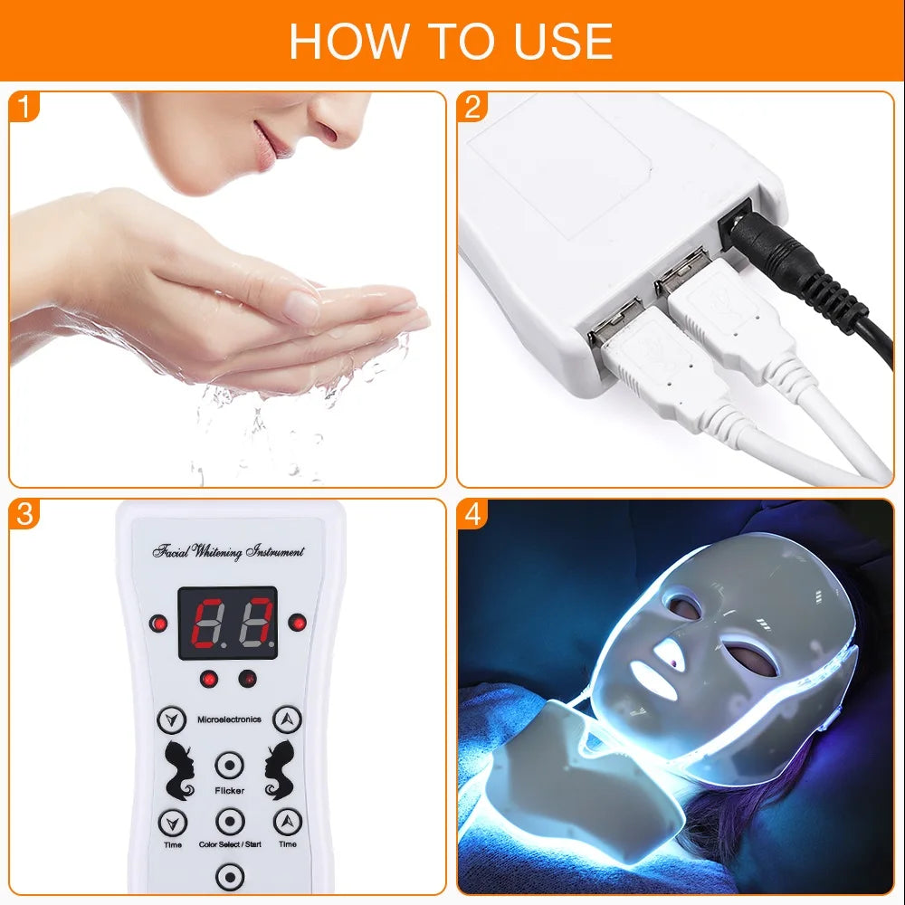 LED Facial  and Neck Beauty Mask Rejuvenation Treatment